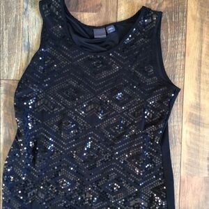 Covington Black Sequined Tank Top Size Medium